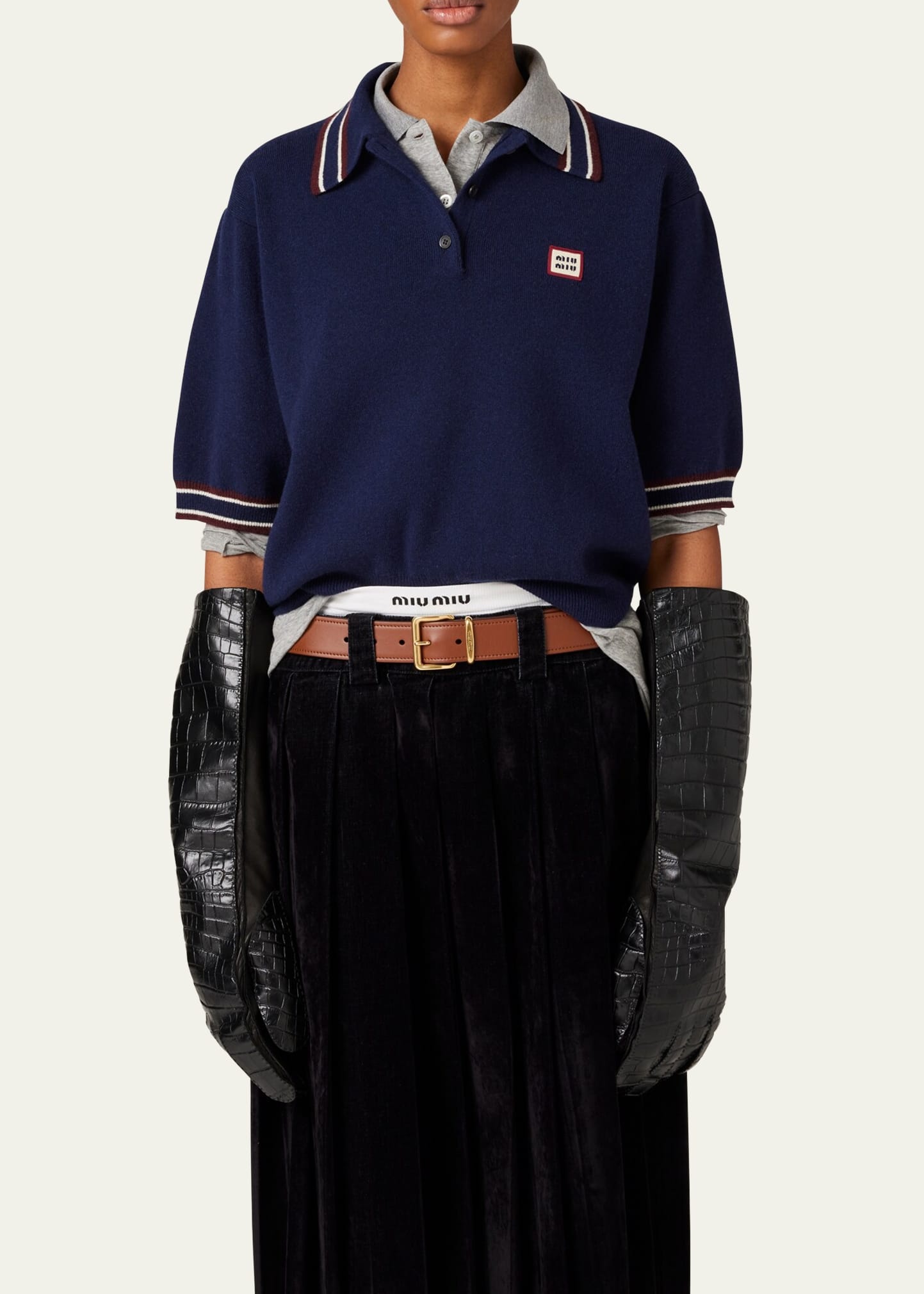 Short-Sleeve Wool Cashmere Polo Sweater - 3