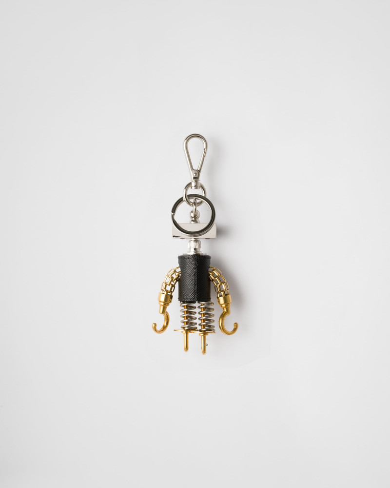 Robot Saffiano leather bag charm 3