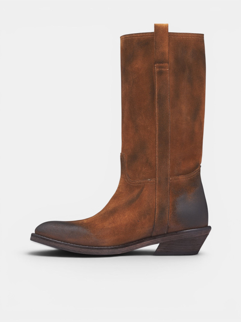 Ann Demeulemeester Laxit Brown Suede Cowboy Boots outlook