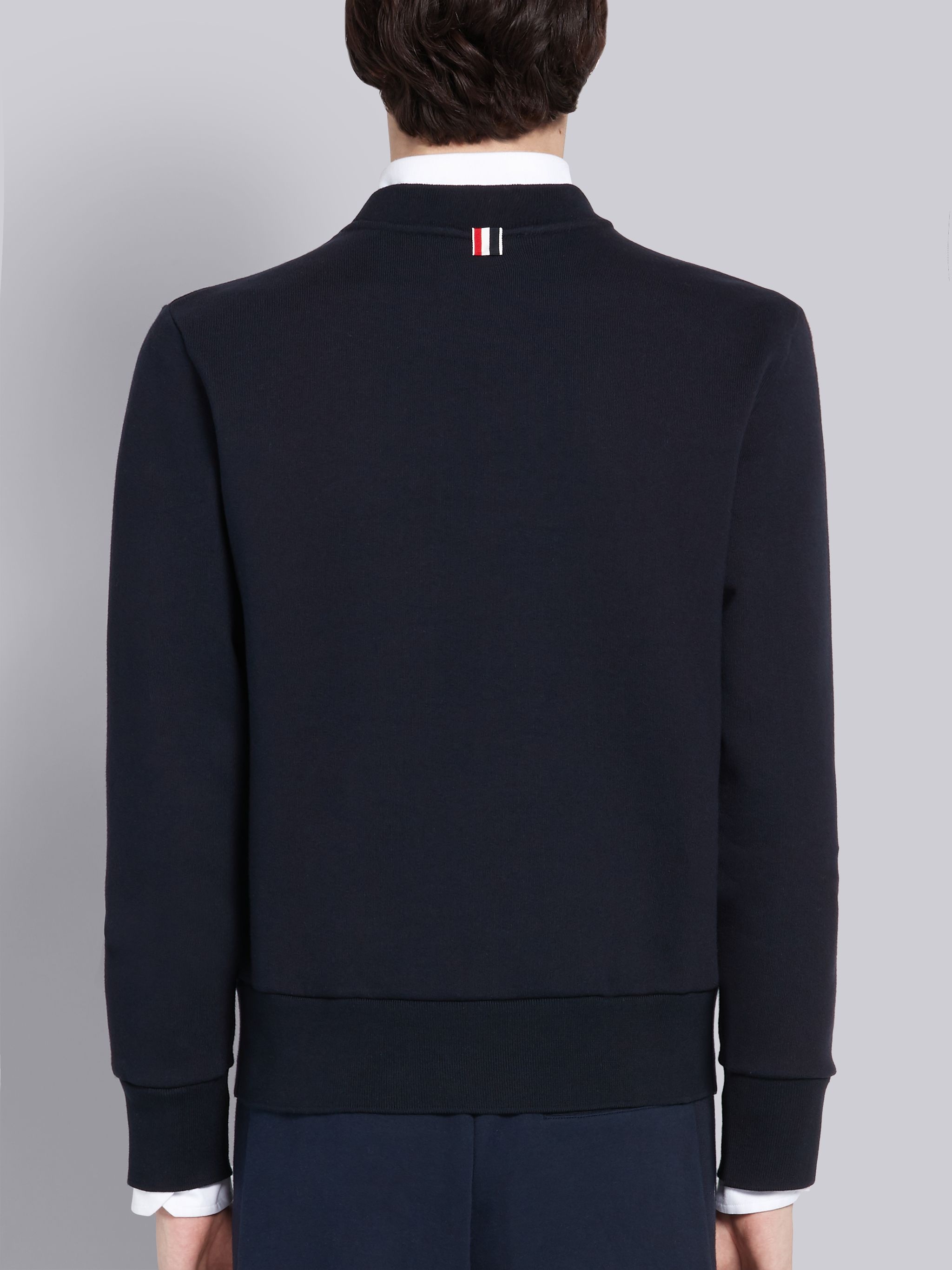 Navy Classic Loopback Stripe Pocket Crewneck Sweatshirt - 2