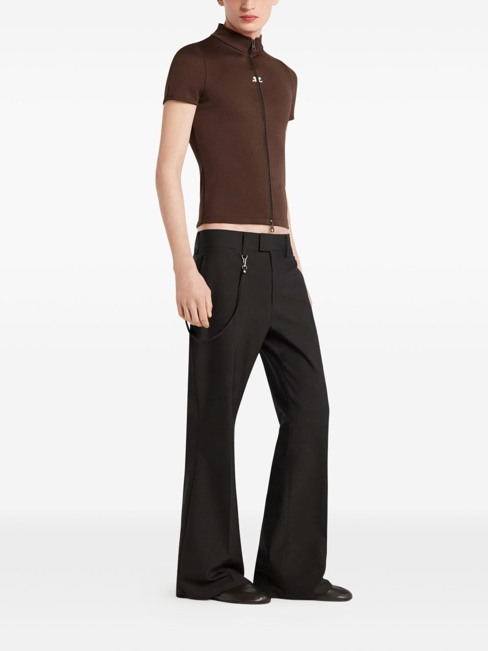 zip-up collared T-shirt - 3