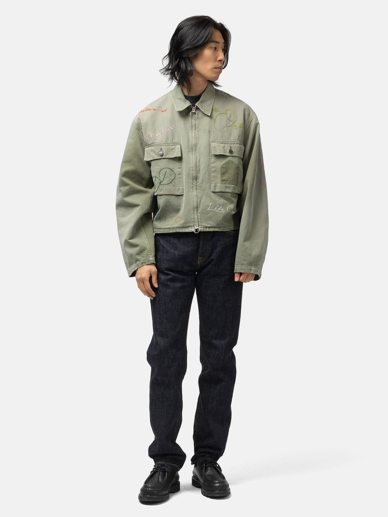 Kapital Herringbone HUNTER Drizzler JKT (Memorial Embroidery) Khaki outlook