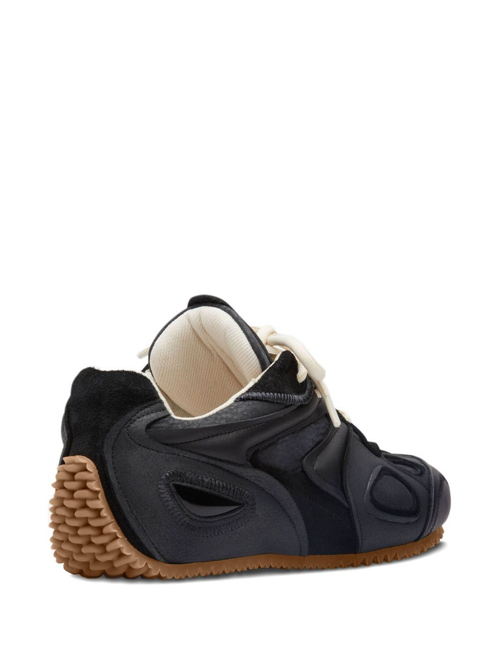 leather panelled lace-up sneakers - 3