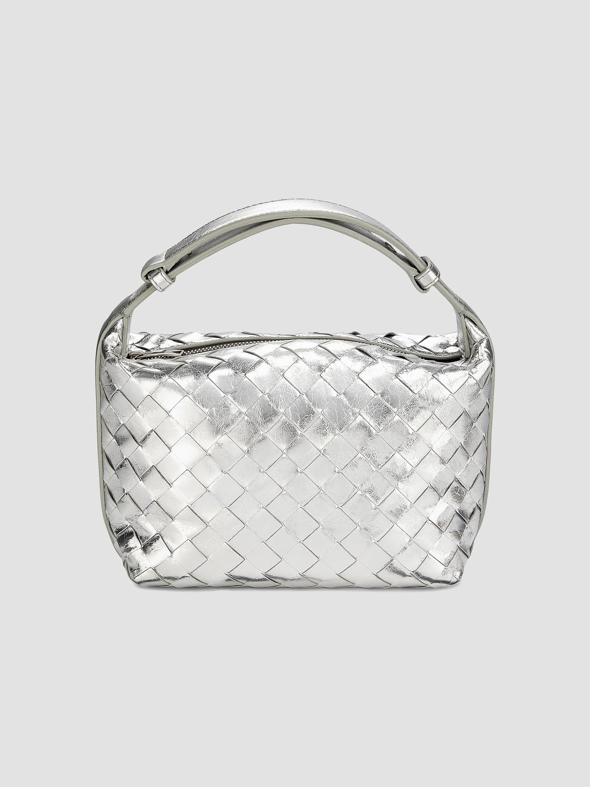 Women's Mini Wallace Metallic Leather Top Handle Bag - Silver - 1