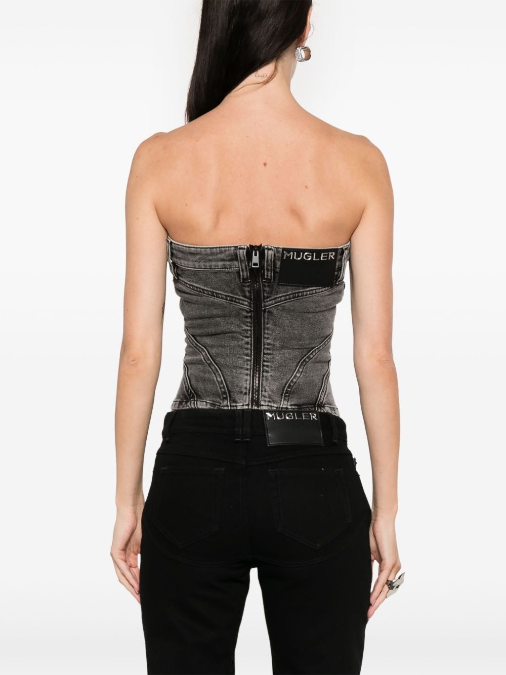 spiral denim bustier - 4