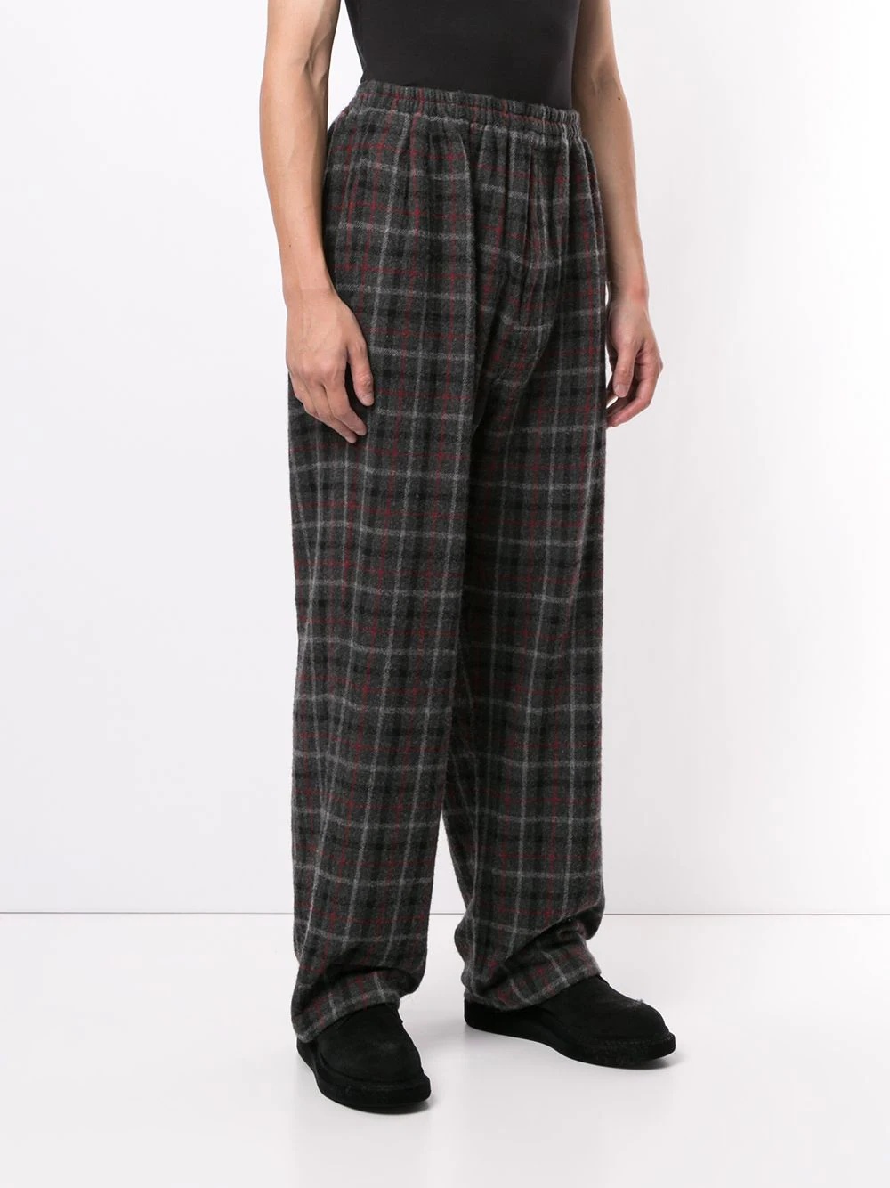 plaid wide-leg trousers - 3