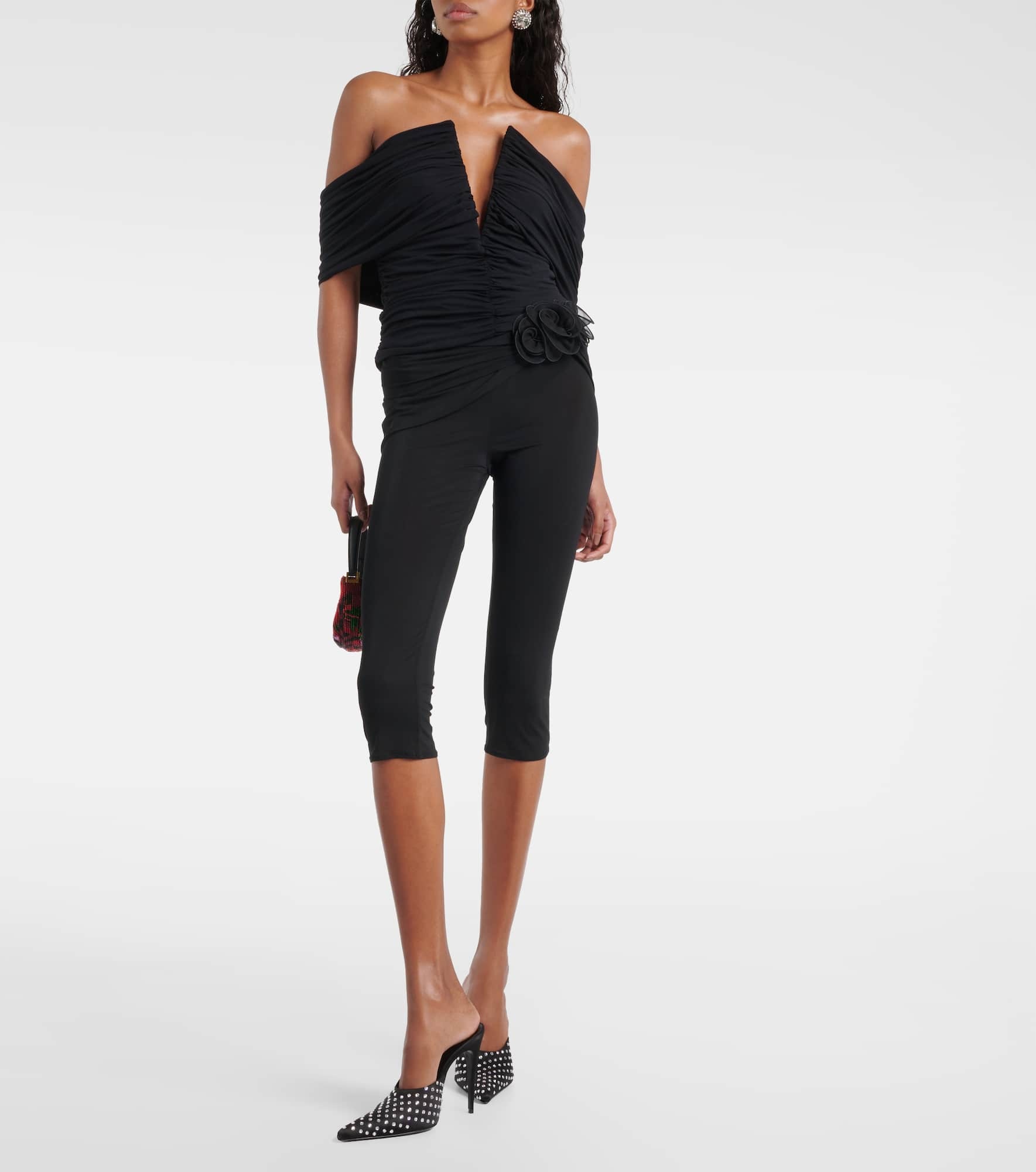 Off-shoulder cropped jersey blouse - 2