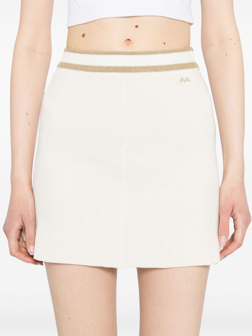 mini ribbed knit flared skirt - 5