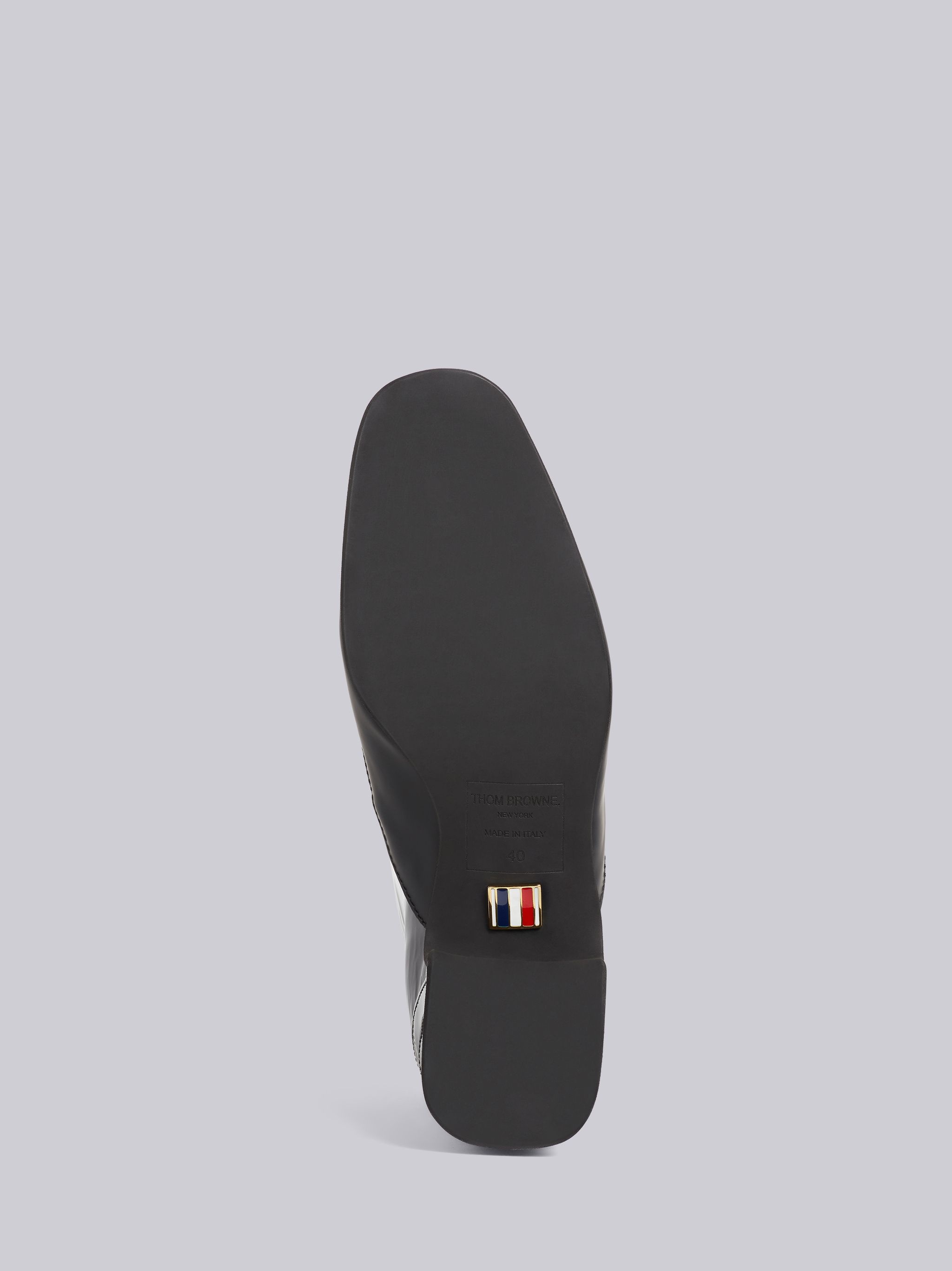 Black Soft Patent Leather 40mm Block Heel Galosh Ankle Boot - 5
