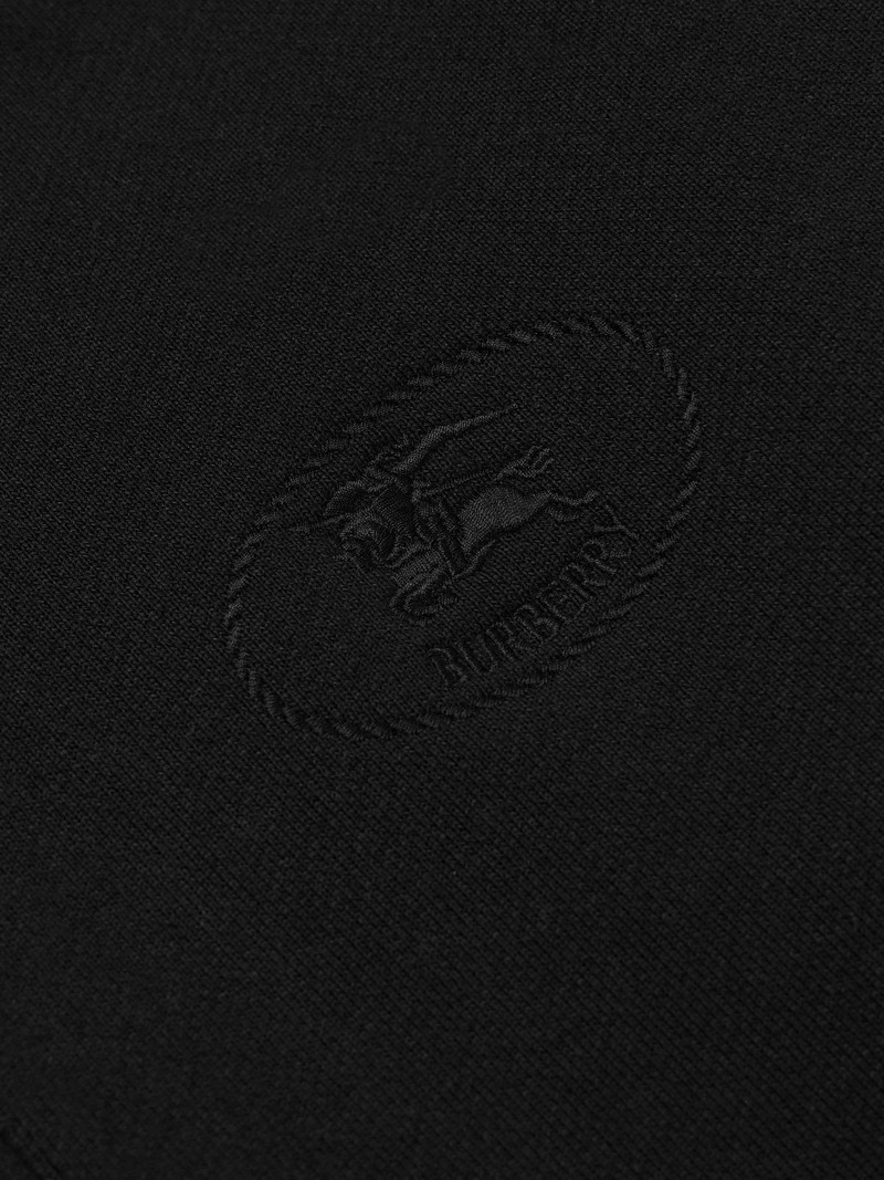 Jacquard-Knit Trimmed Logo-Embroidered Cotton-Jersey Half-Zip Polo Shirt Black 4