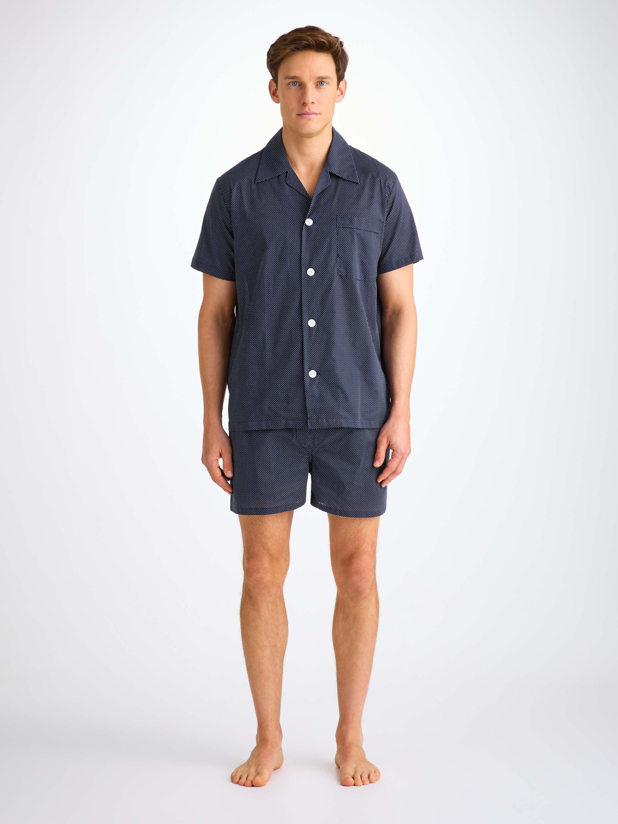 Men's Short Pyjamas Plaza 21 Cotton Batiste Navy - 3