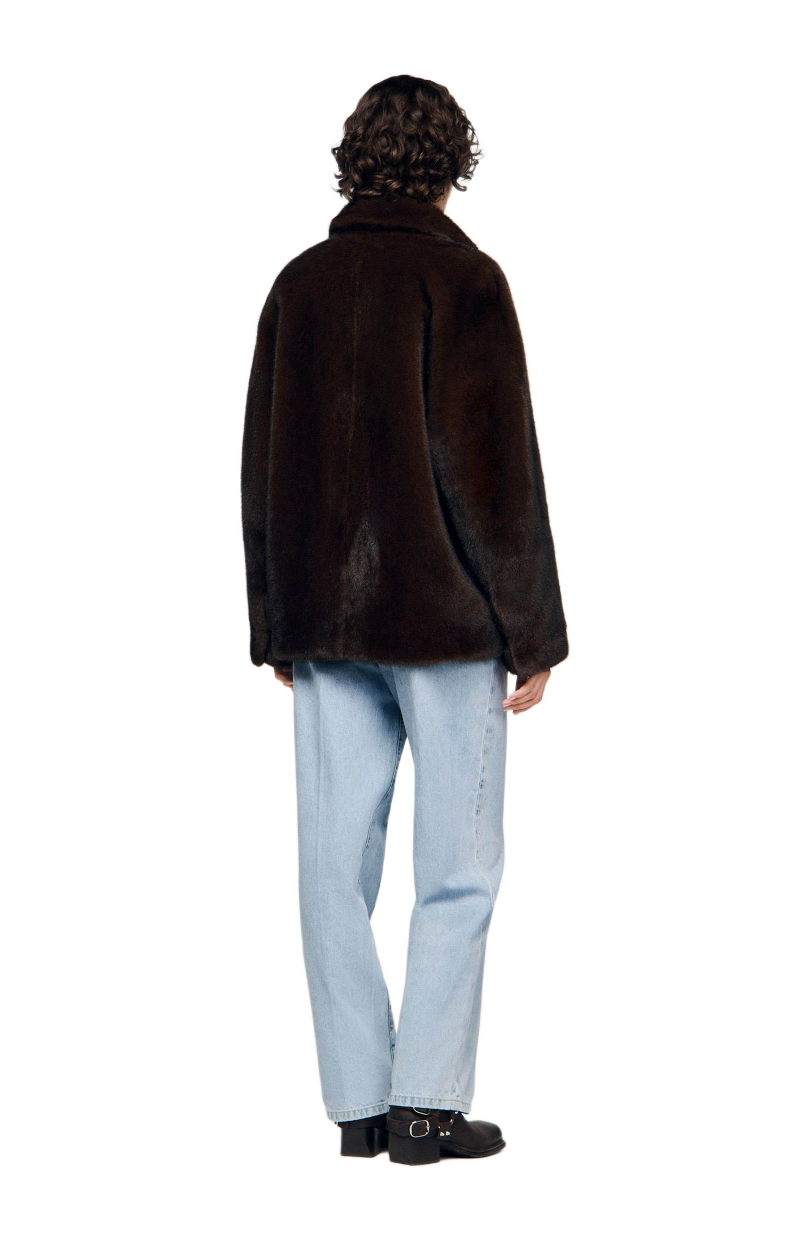 SANDRO Faux fur coat jacket in Black Brown at Nordstrom - 2