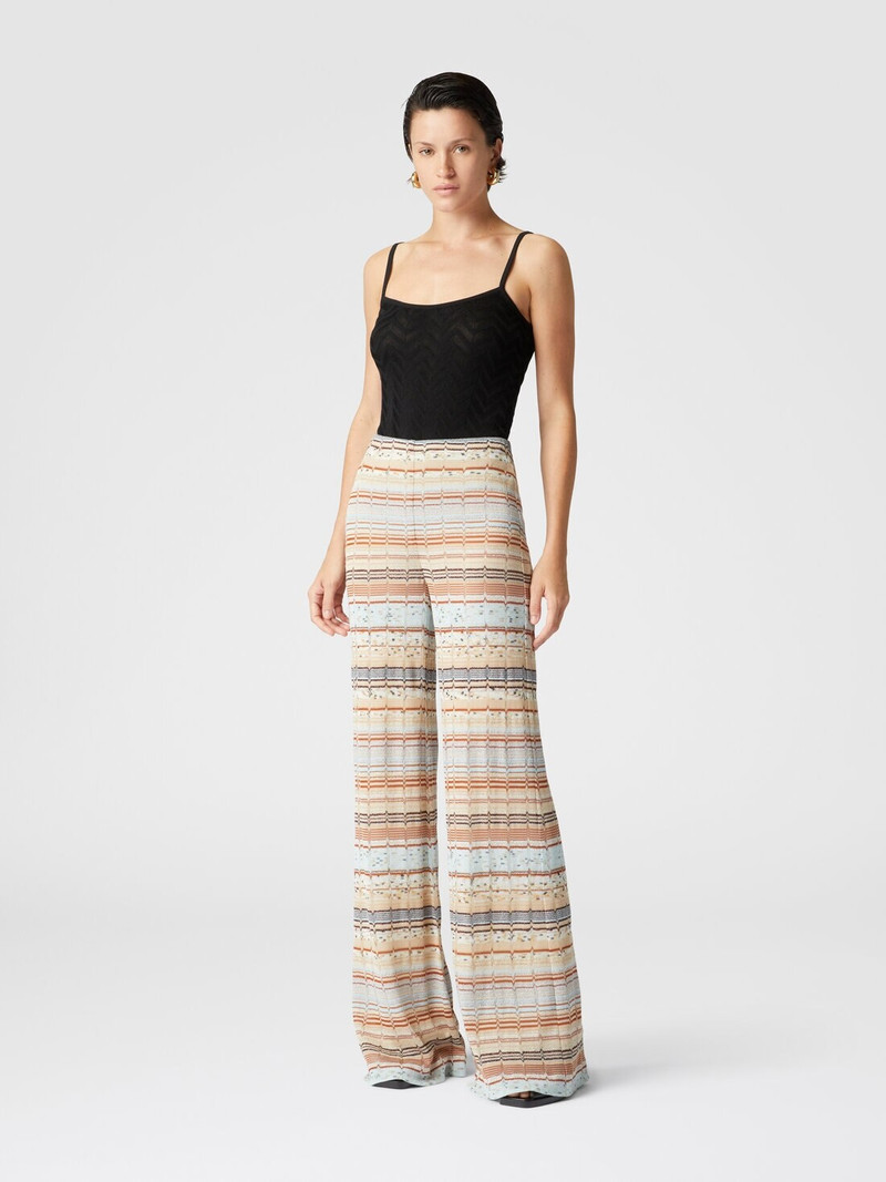 Missoni Viscose and cotton palazzo trousers with lamé zigzag fret outlook