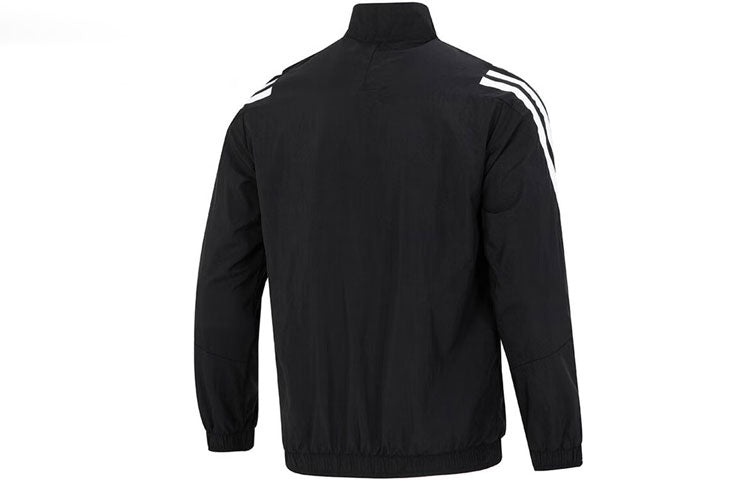 Men's adidas Side Classic Logo Printing Zipper Hooded Jacket Black HJ9944 - 2