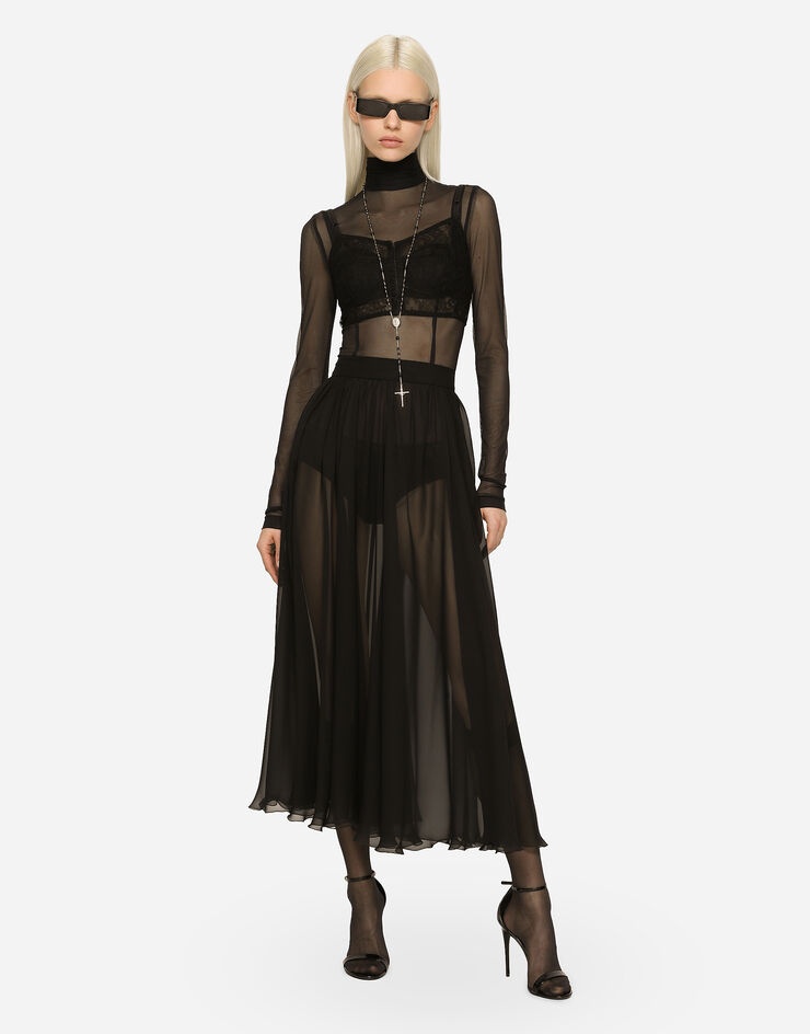 High-waisted chiffon circle skirt - 5