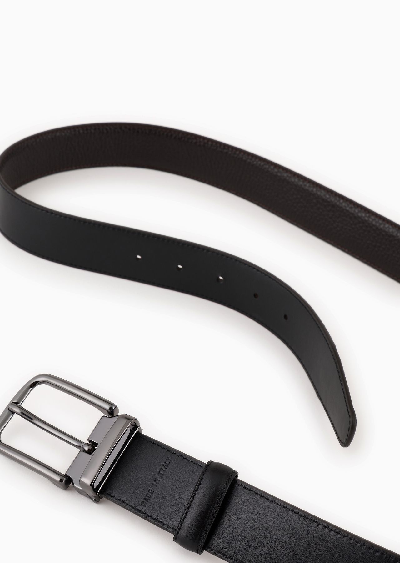 Reversible belt in pebbled leather - 3