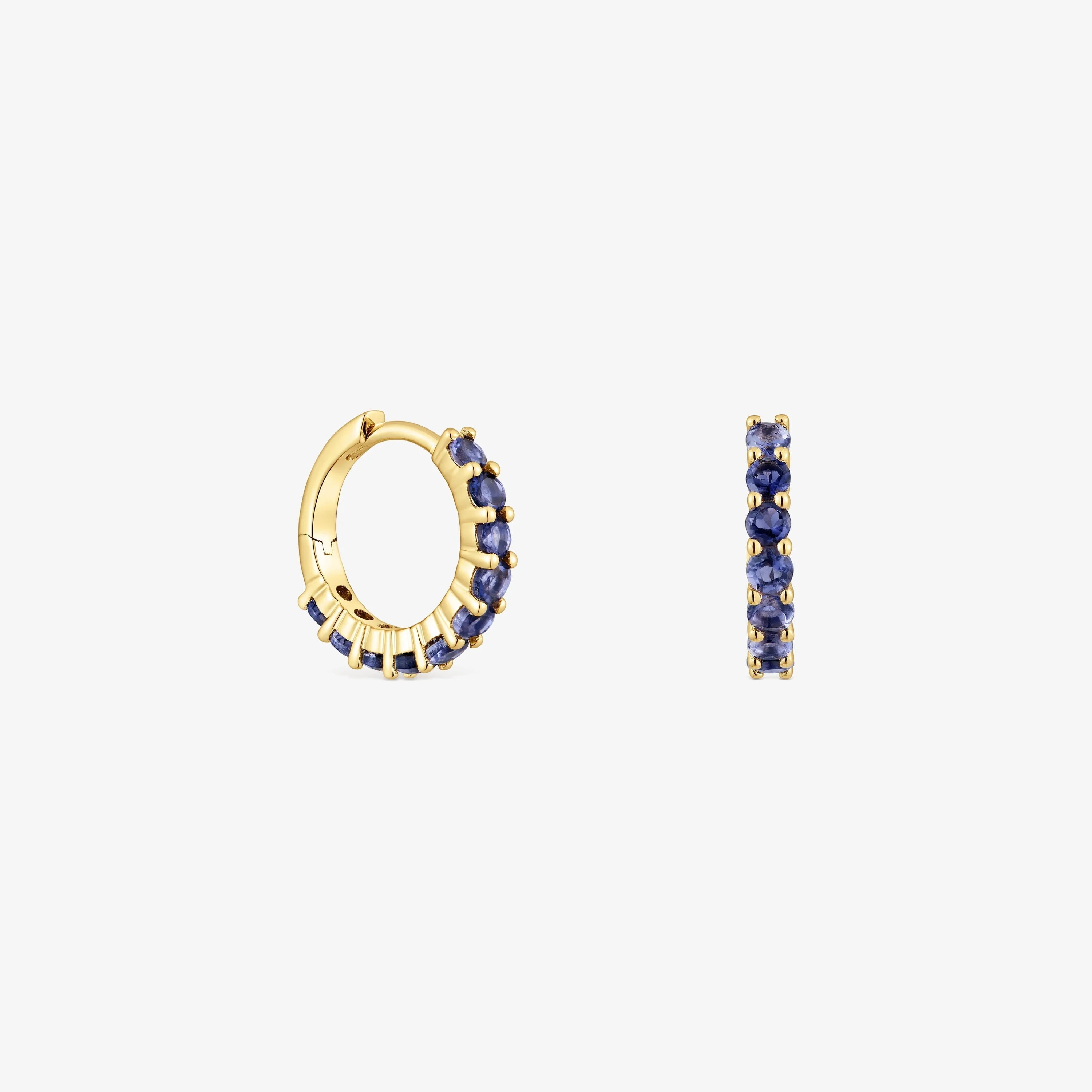 18K solid gold Hoop earrings with iolites Daisy - 1