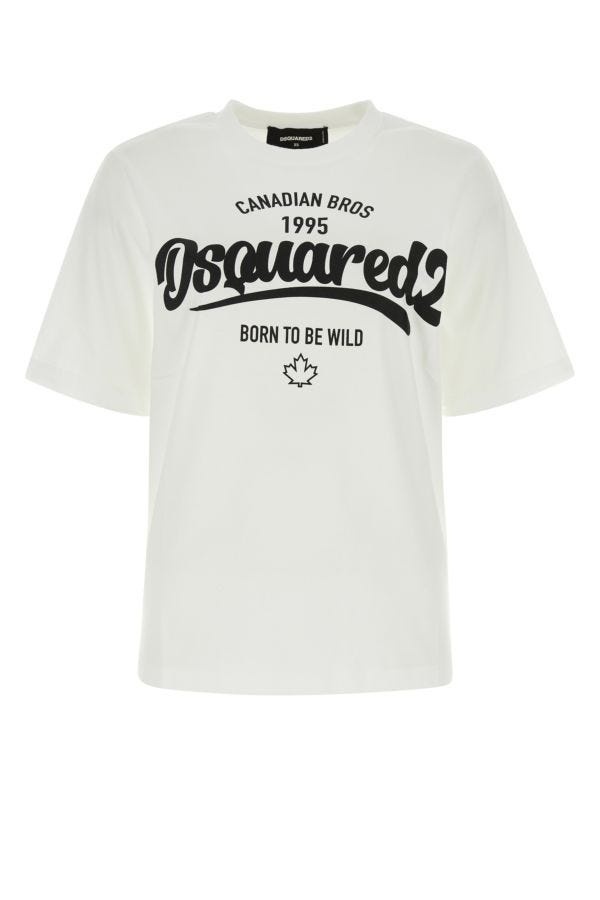 Dsquared Woman White Cotton T-Shirt - 1