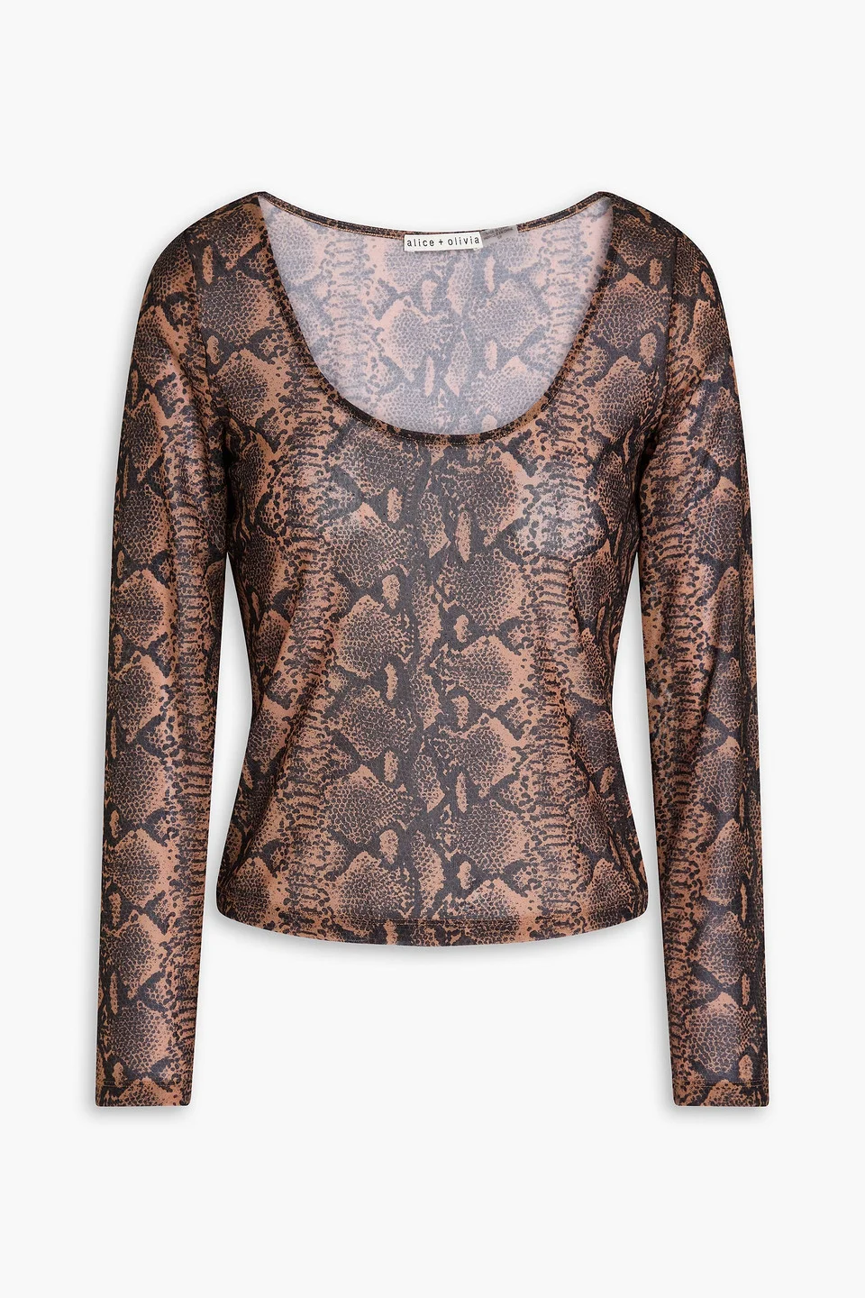 Delaina snake-print mesh top - 1