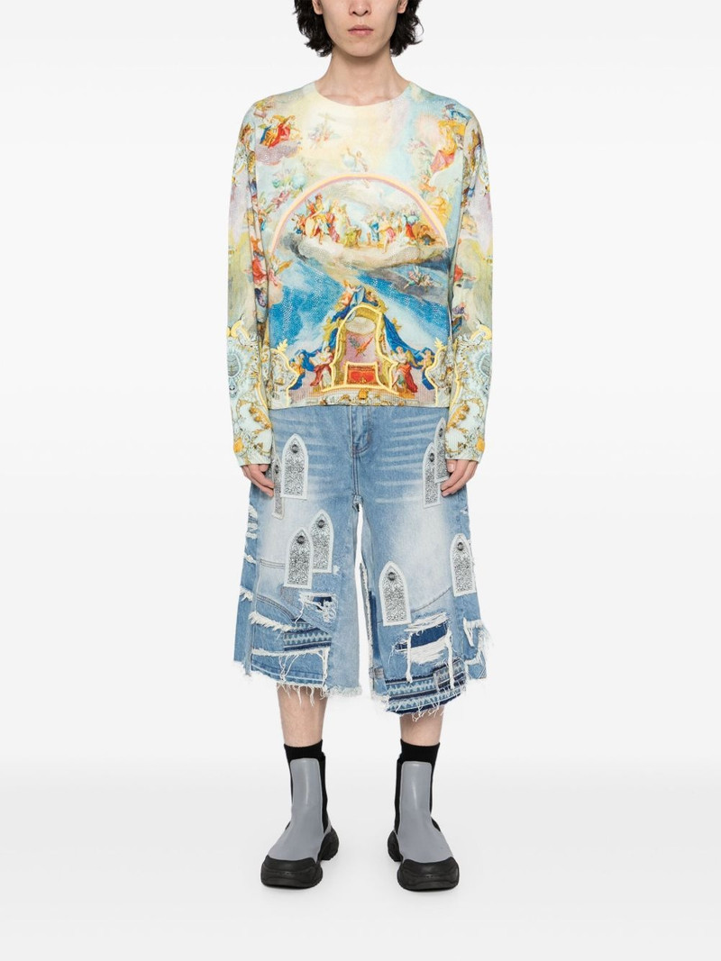 WHO DECIDES WAR arch blowout denim shorts outlook