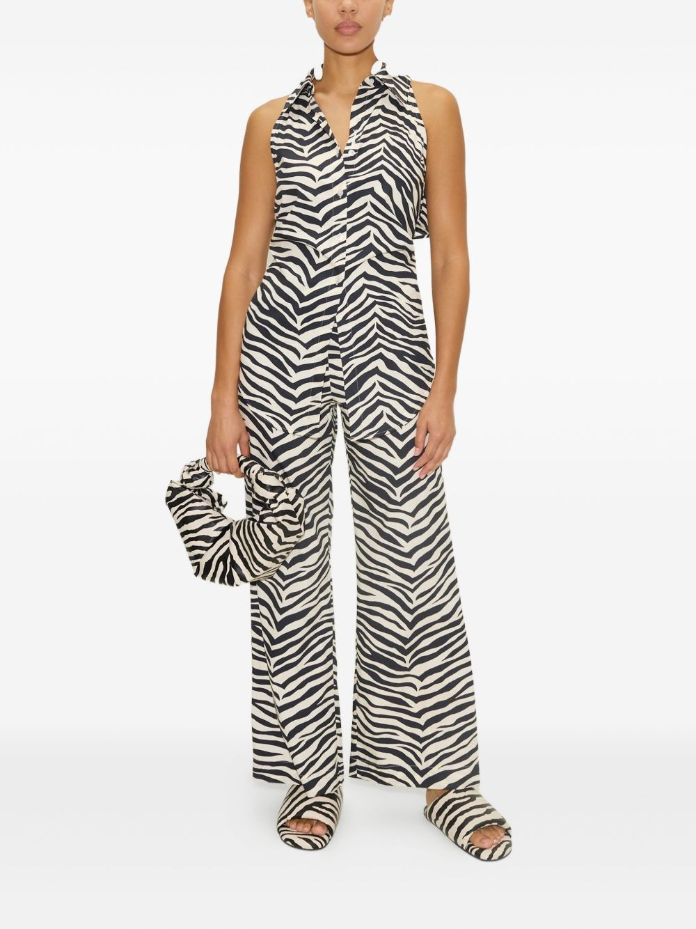zebra-print poplin trousers - 2