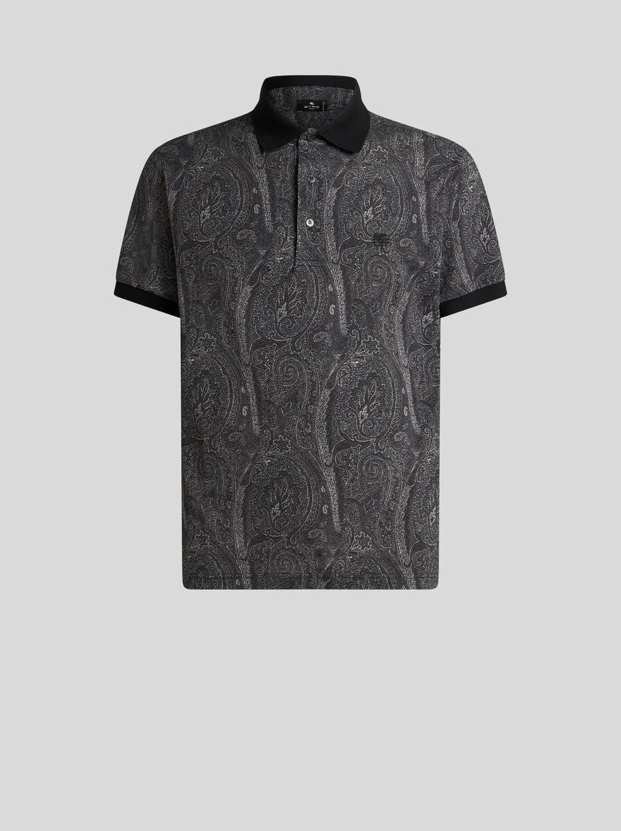 ALL-OVER FOLIAGE COTTON POLO SHIRT - 1