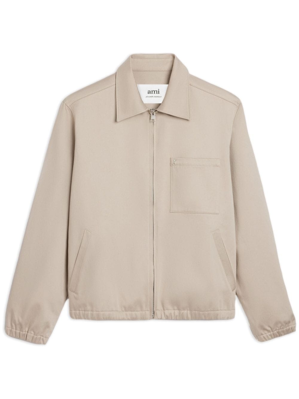 logo-embroidered cotton Harrington jacket - 1