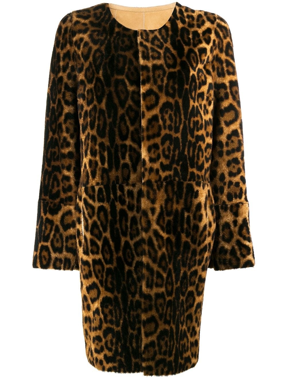 leopard print shearling coat - 1