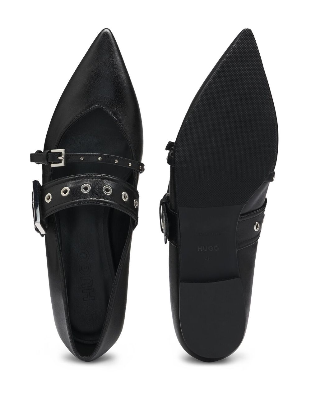 buckled leather ballet flats - 4