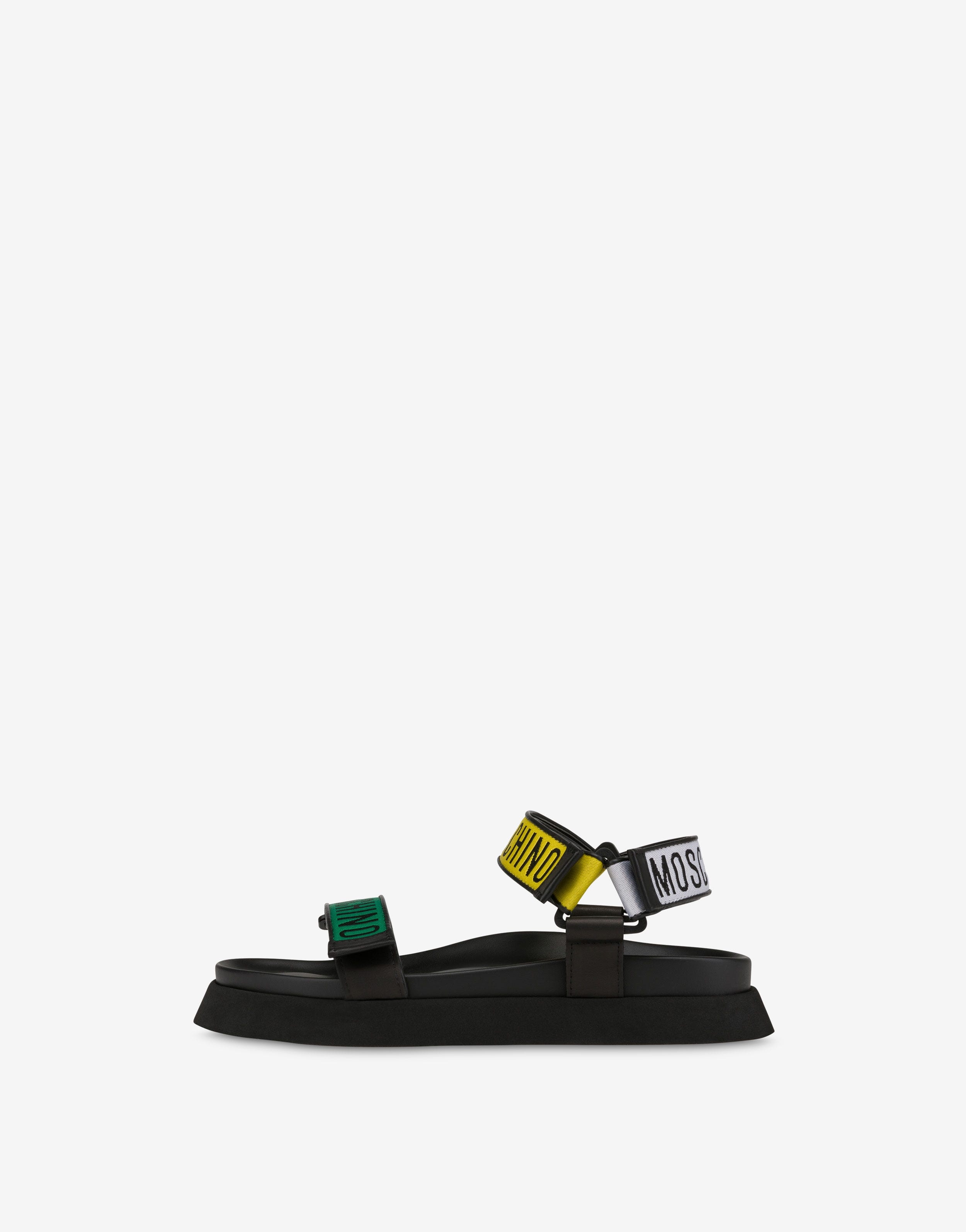 MULTI LOGO TAPE PLATFORM SANDALS - 2