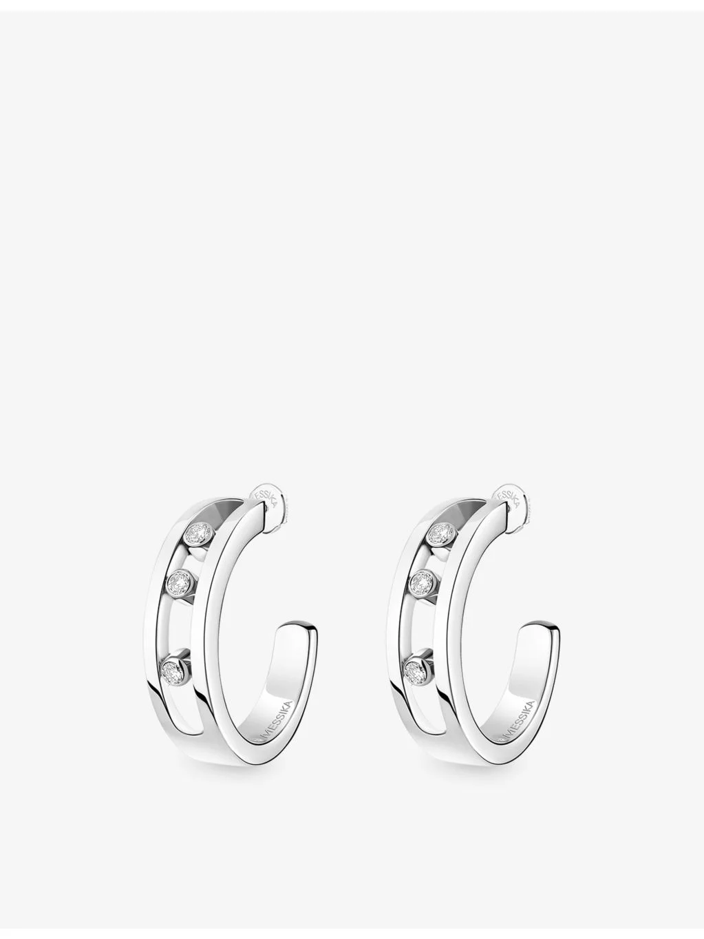 Move 18ct white-gold and diamond hoop earrings - 1