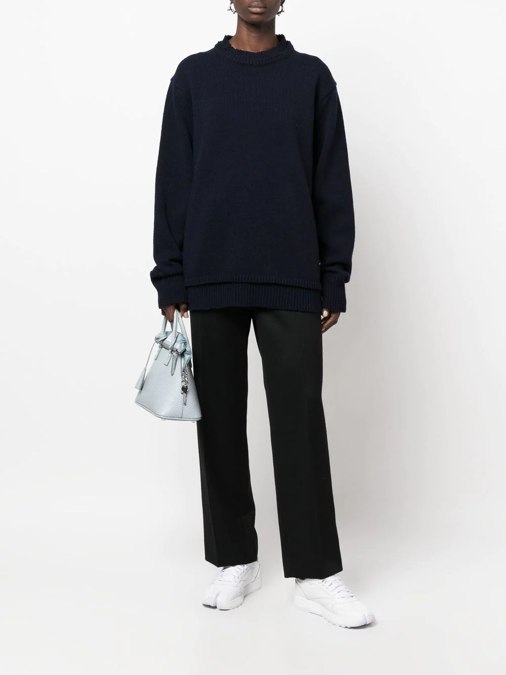 crew-neck layered jumper - 3