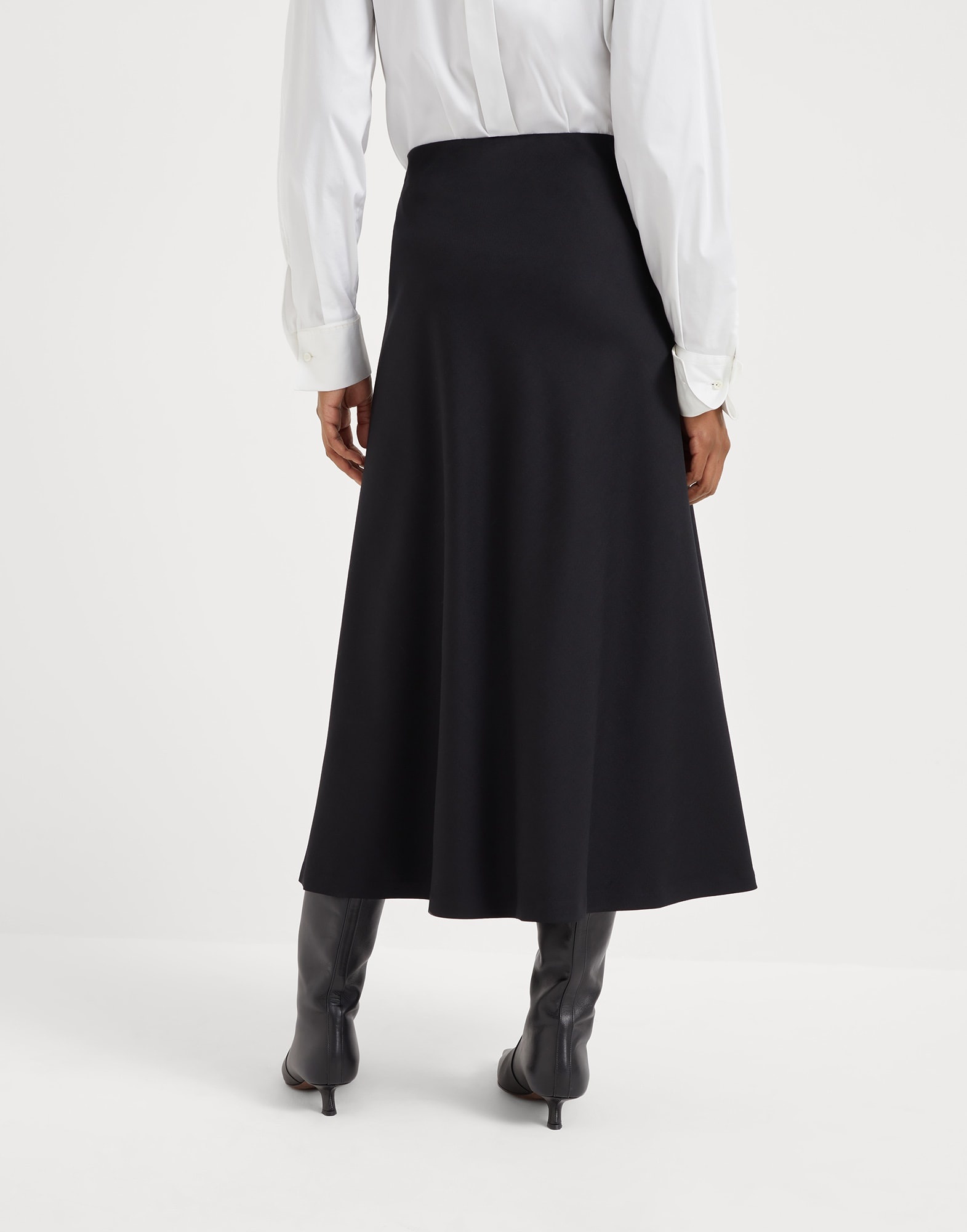 スカート BRUNELLO CUCINELLI FLUTE SKIRT IN WOOL BLEND TWILL Brunello Cucinelli Stretch virgin wool twill flute skirt