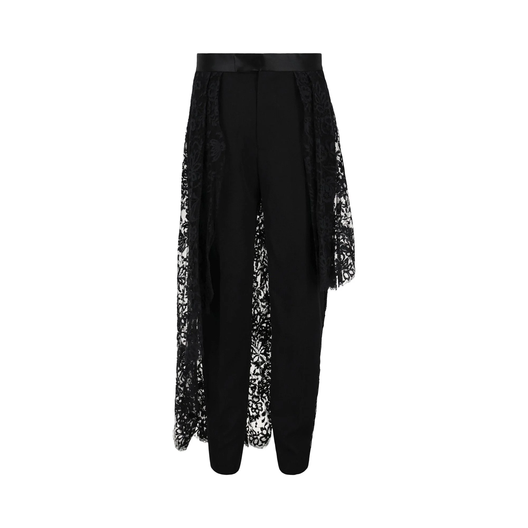 Alexander McQueen Lace Drape Cigarette Trousers 'Black' - 1