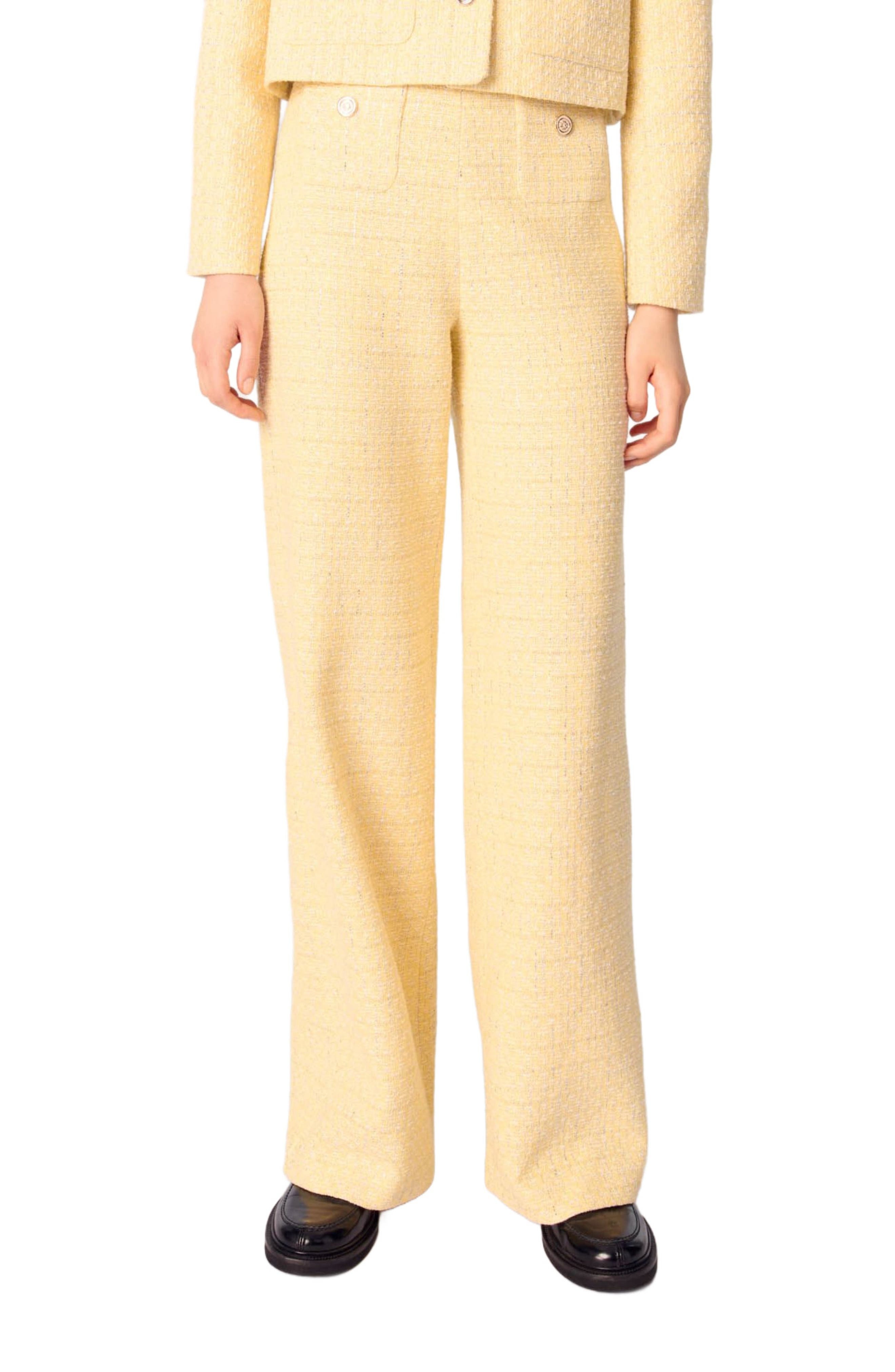 maje Straight-leg tweed/lurex trousers in Yellow at Nordstrom - 6