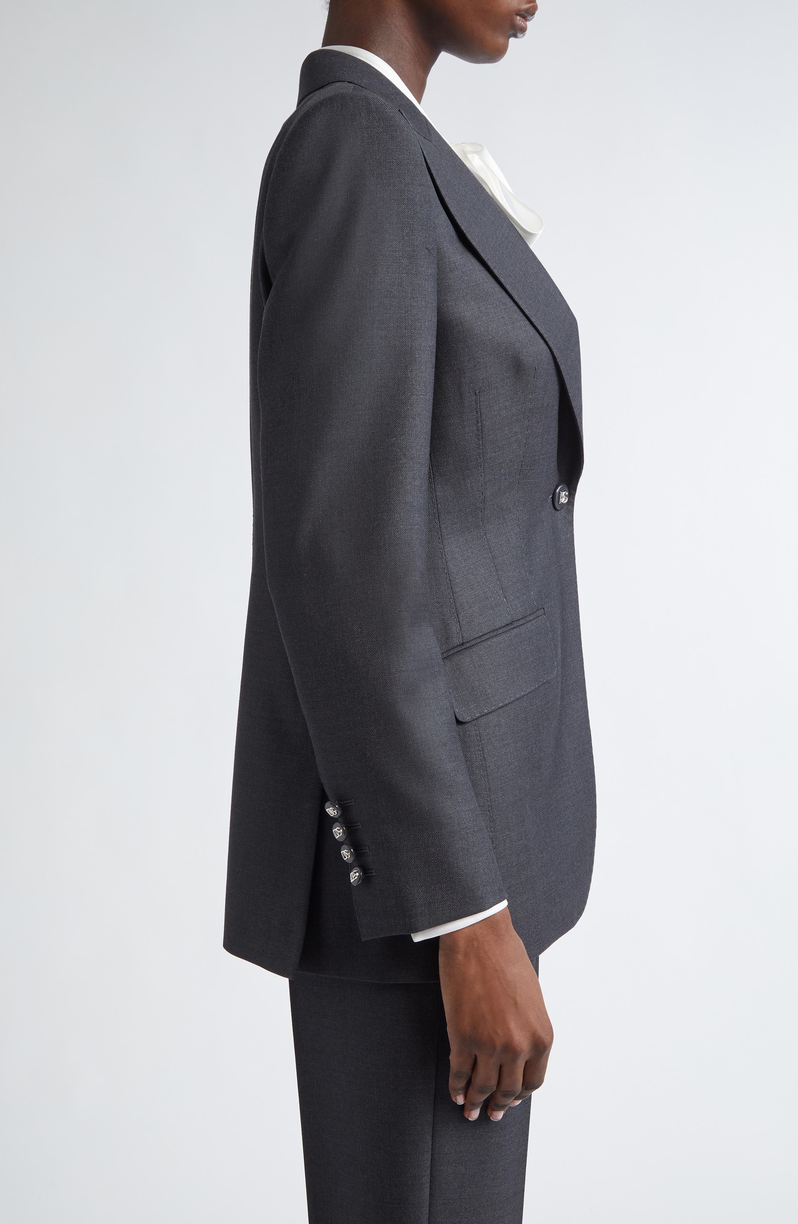 Dolce&Gabbana Turlington Single Breasted Virgin Wool Blazer in S8290 Melange Grigi at Nordstrom - 4