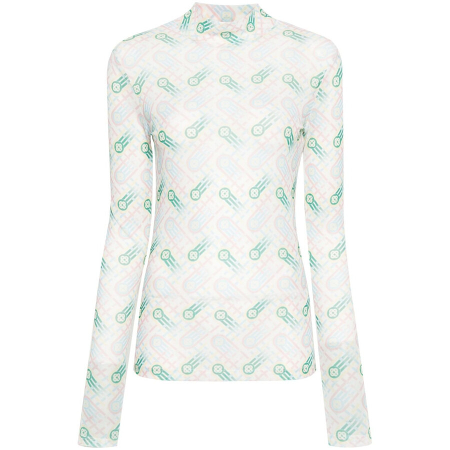 Casablanca Ladies Multicolor Ping Pong Monogram Print Top - 5