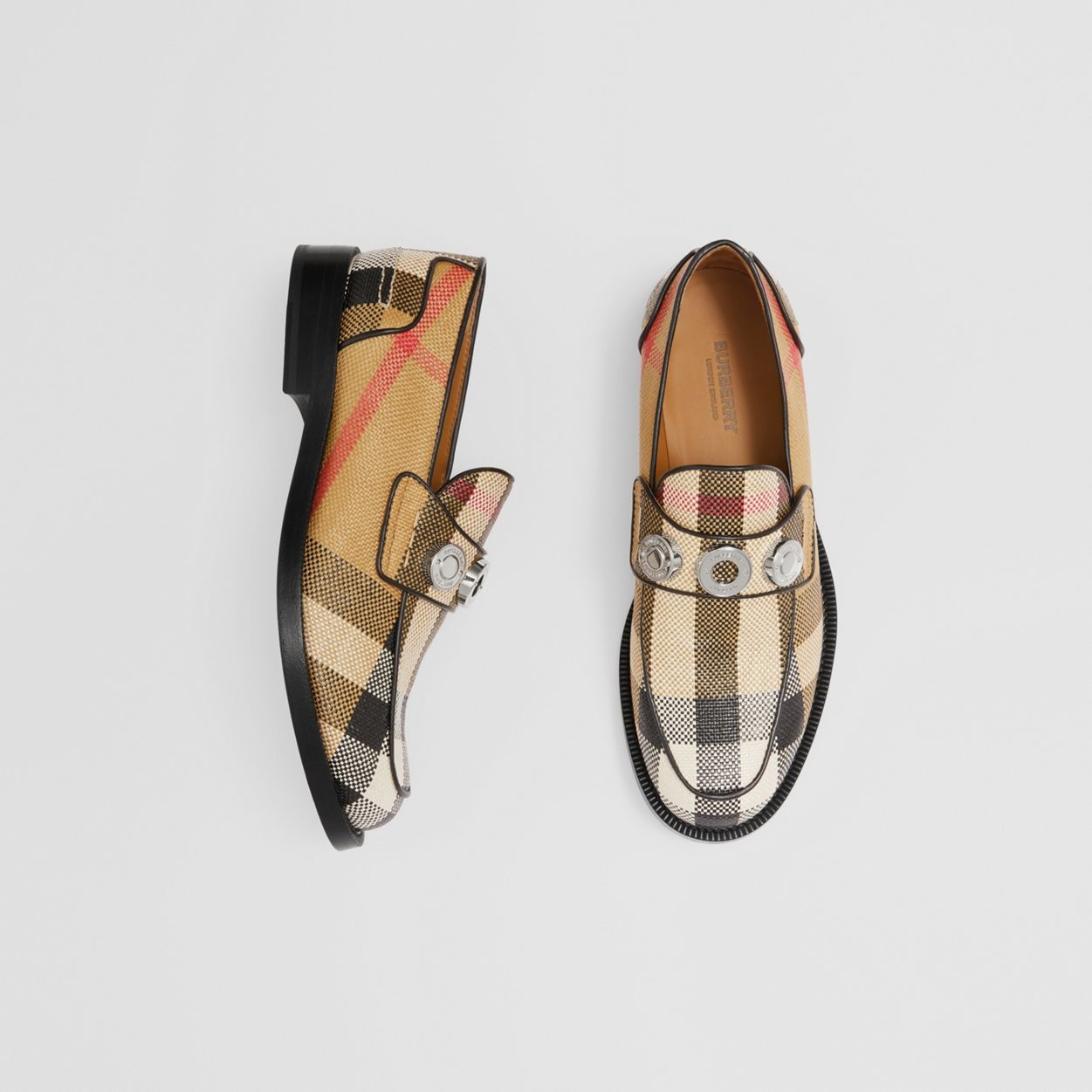 Logo Detail Check Nylon Loafers - 6