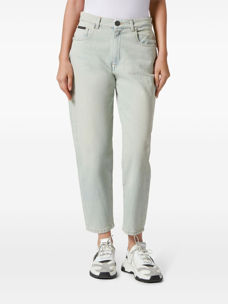 PHILIPP PLEIN skull-studded tapered jeans outlook