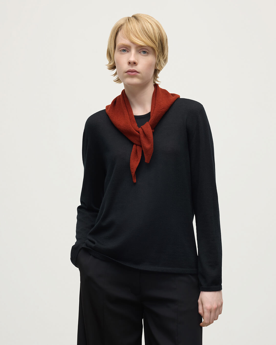 Gauzy Cashmere Red Triangle Neck Tie - 2