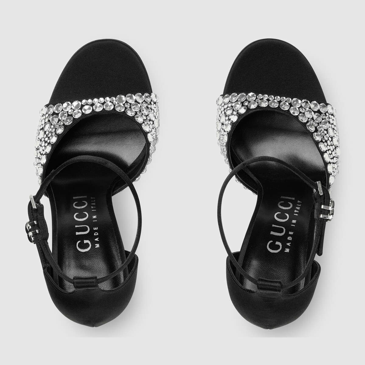 Women's high heel sandals with crystals - 5