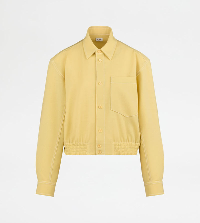 CROPPED SHIRT IN WOOL - YELLOW 1
