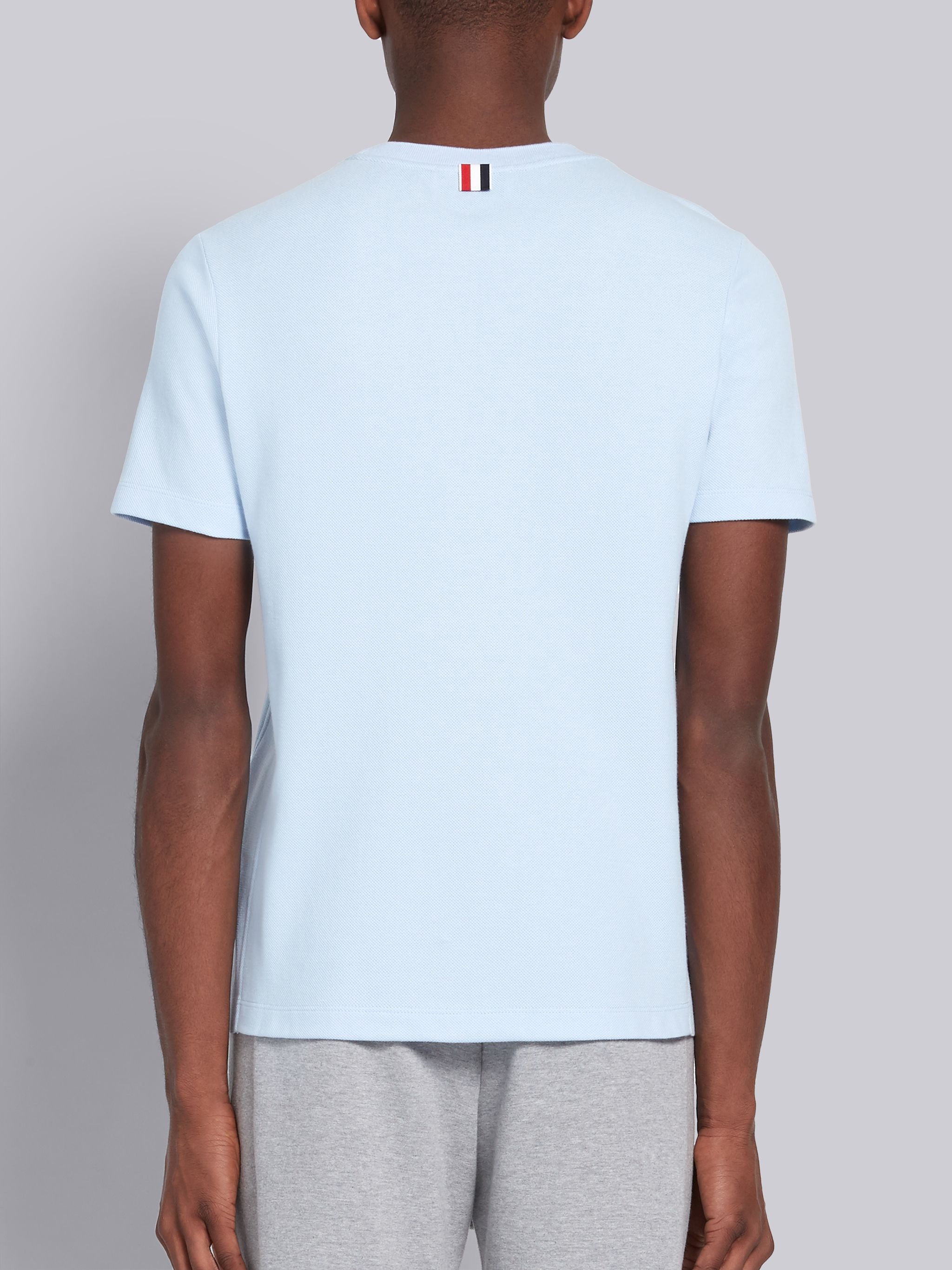 Light Blue Classic Pique Rib Side Insert 4-Bar T-shirt - 3