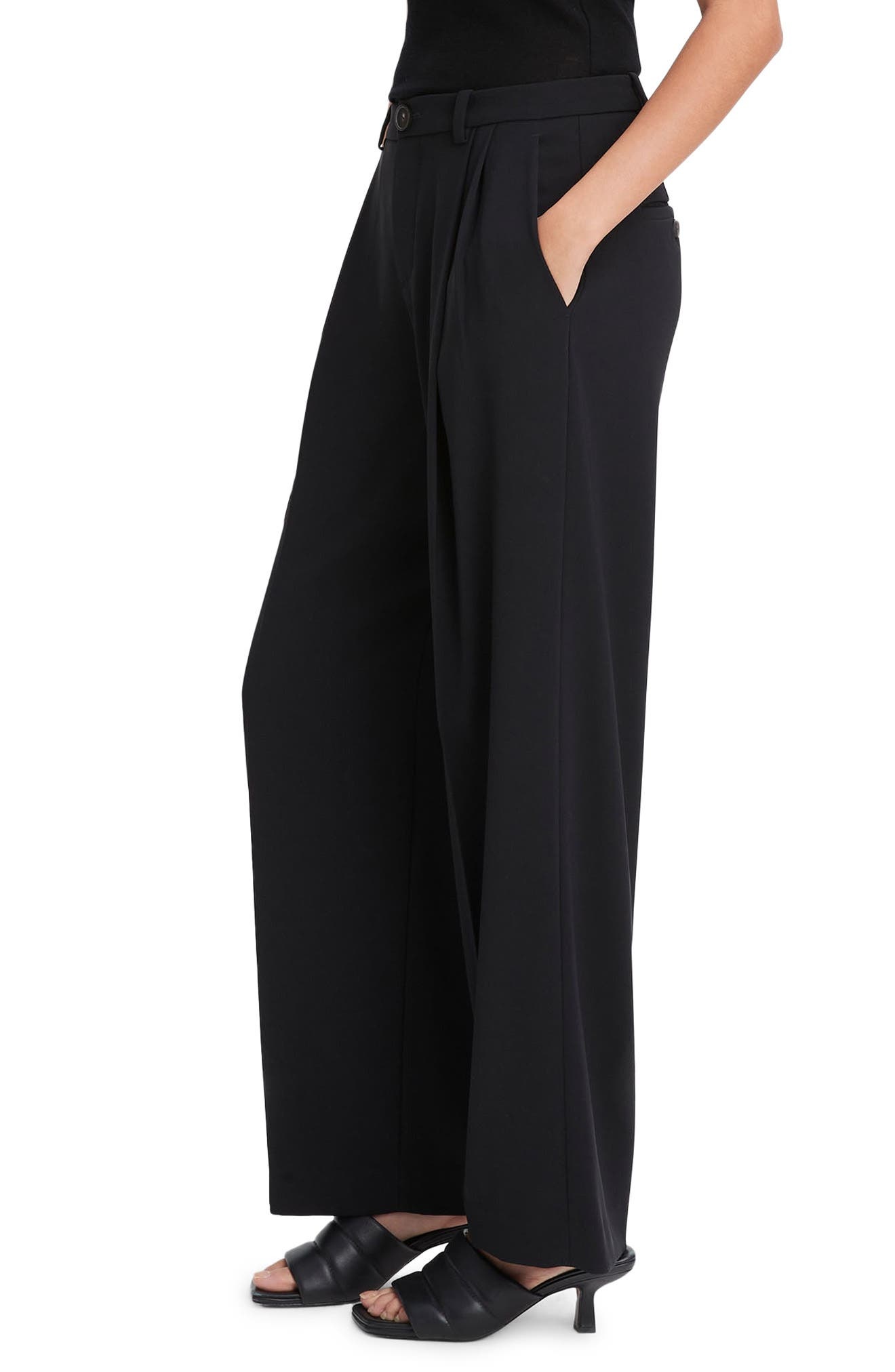 Vince Pleated Crepe Pants in Black at Nordstrom - 3