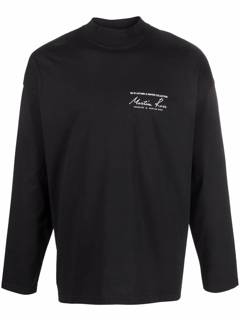 logo-print mock-neck T-shirt 1
