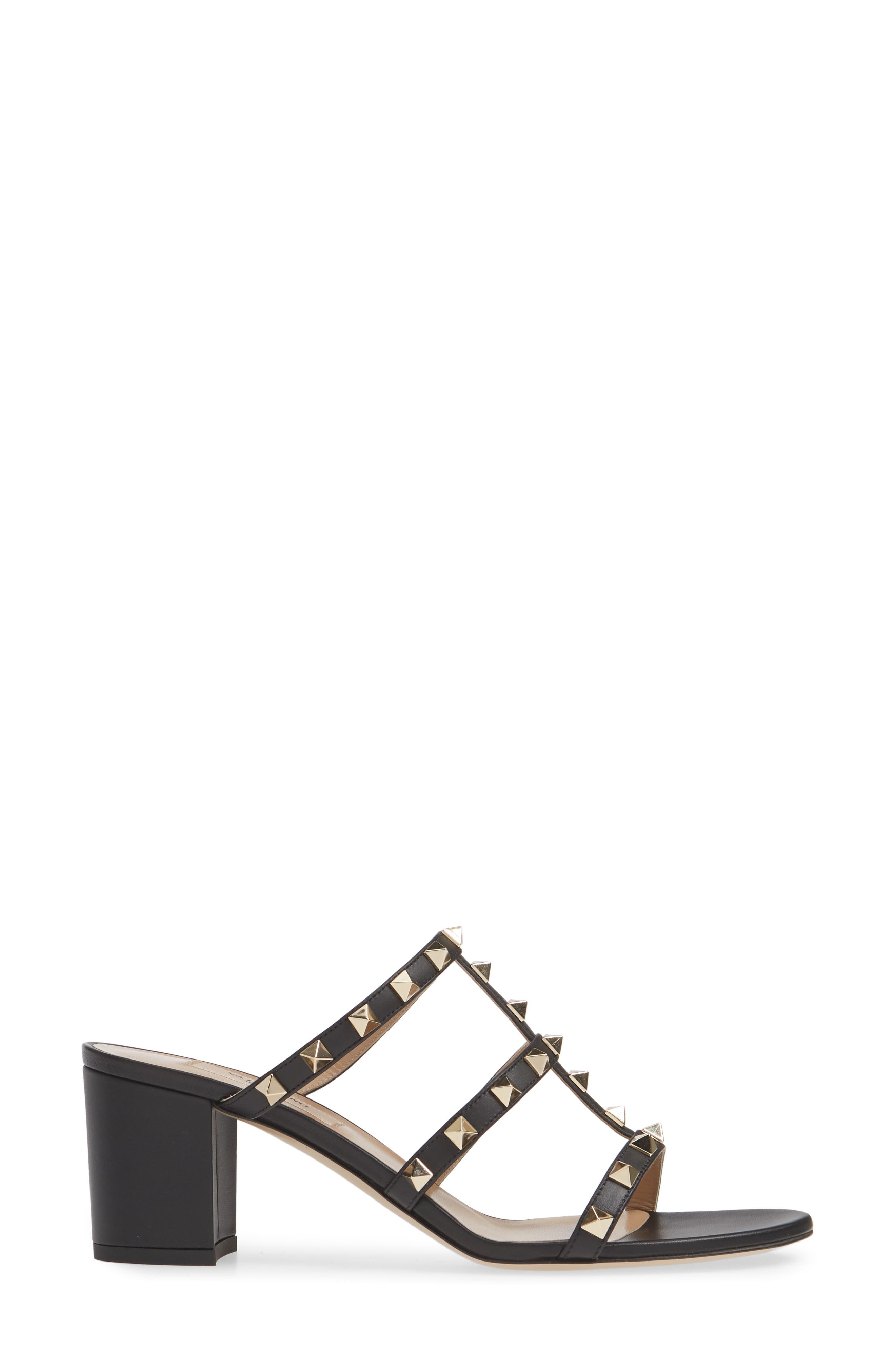 Valentino Garavani Rockstud Slide Sandal in 0No Nero/Gold at Nordstrom - 3