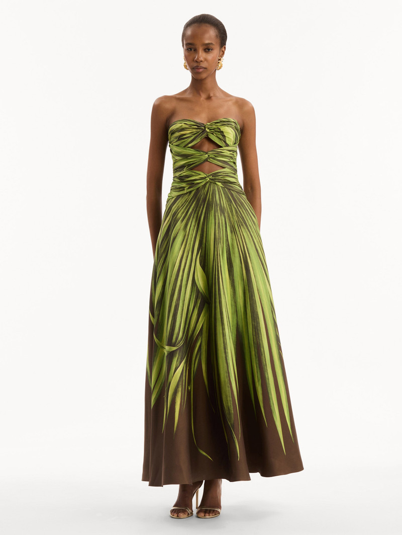 Oscar de la Renta PALM LEAVES SILK TWILL COCKTAIL DRESS outlook