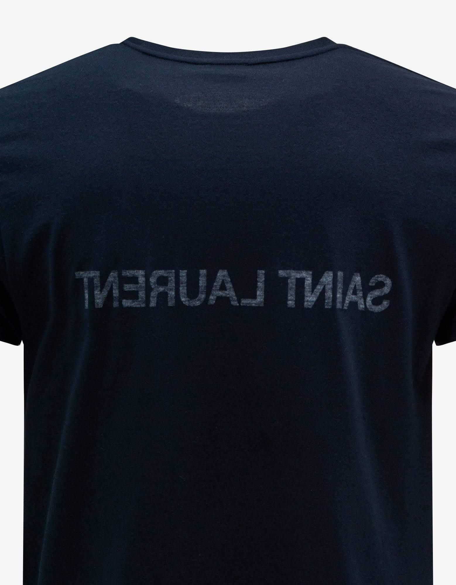 Navy Blue Reverse Logo Print T-Shirt - 4