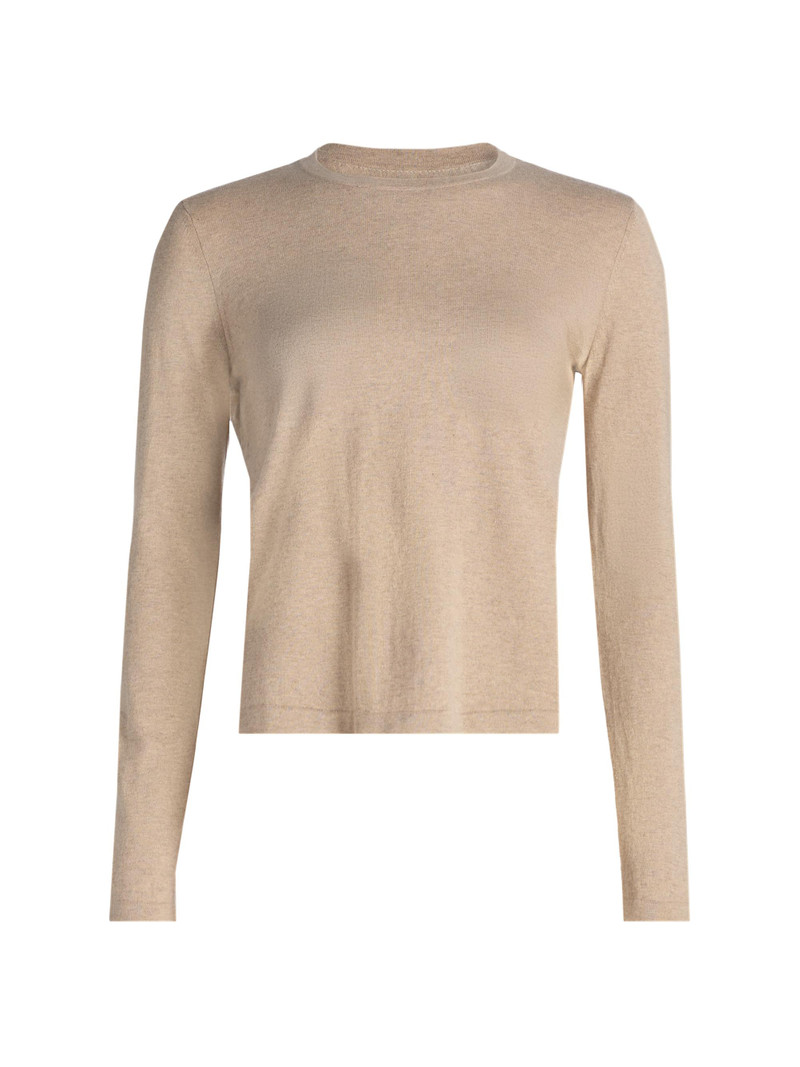 Women's Cotton-Cashmere Long-Sleeve T-Shirt - Heather Oat 1