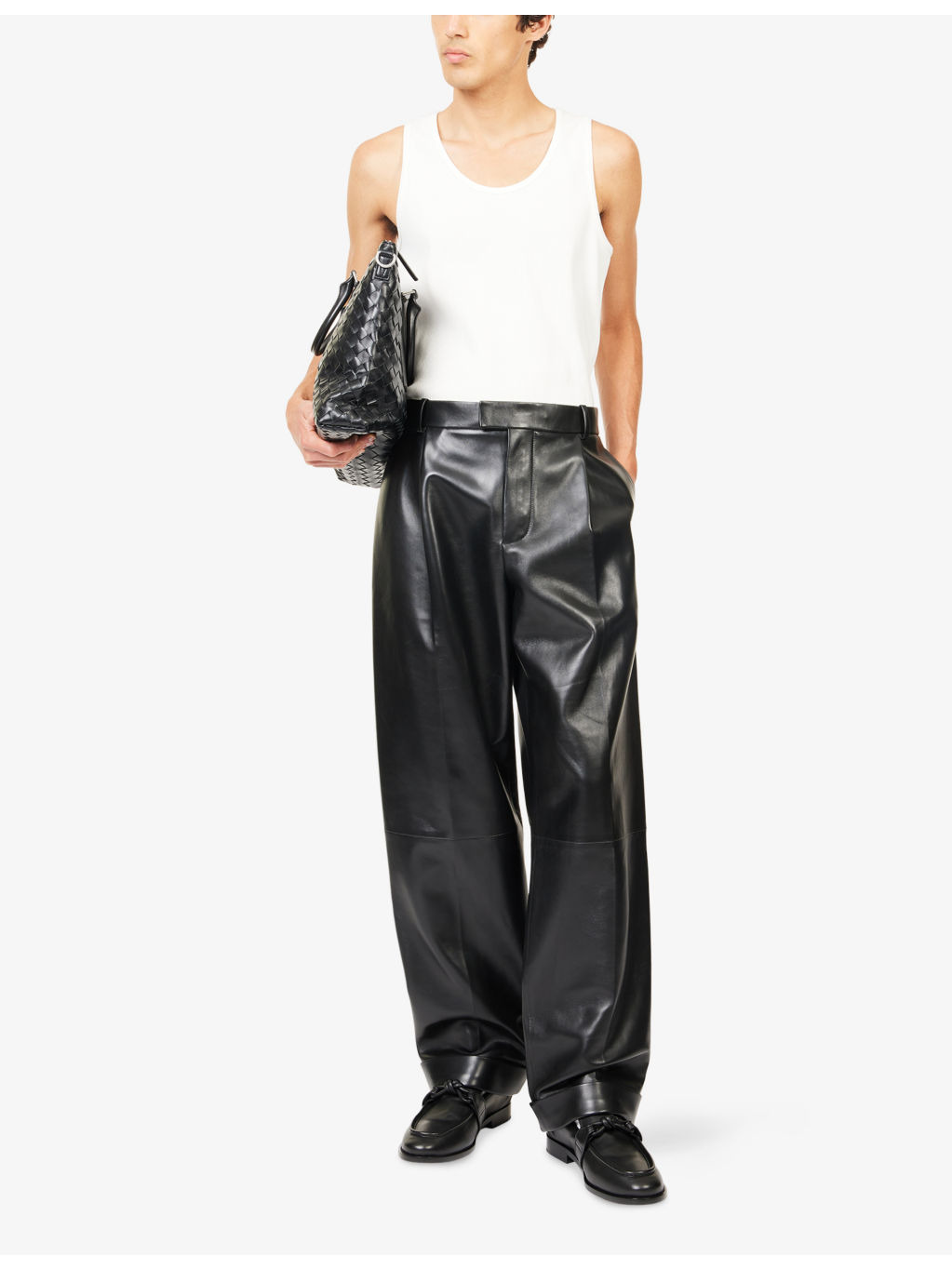 Regular-Fit Straight-Leg Leather Trousers - 2